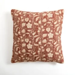 Kirkland's Home Rust Stitched Blossoms Pillow- Pillows