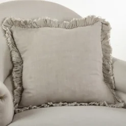 Kirkland's Home Rustic Beige Ruffled Edge Throw Pillow- Pillows