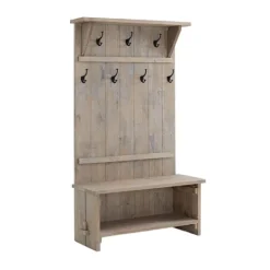 Kirkland's Home Rustic Driftwood Hall Tree- Entryway Furniture