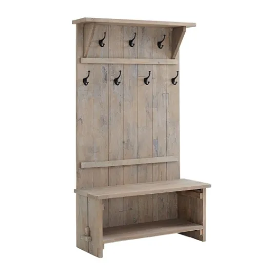 Kirkland's Home Rustic Driftwood Hall Tree- Entryway Furniture