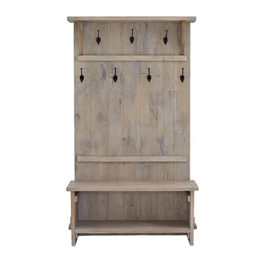 Kirkland's Home Rustic Driftwood Hall Tree- Entryway Furniture