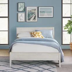 Kirkland's Home Rustic Eggshell Wood Panel Full Bed Frame- Beds & Headboards