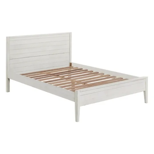Kirkland's Home Rustic Eggshell Wood Panel Full Bed Frame- Beds & Headboards