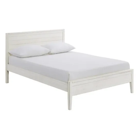 Kirkland's Home Rustic Eggshell Wood Panel Full Bed Frame- Beds & Headboards