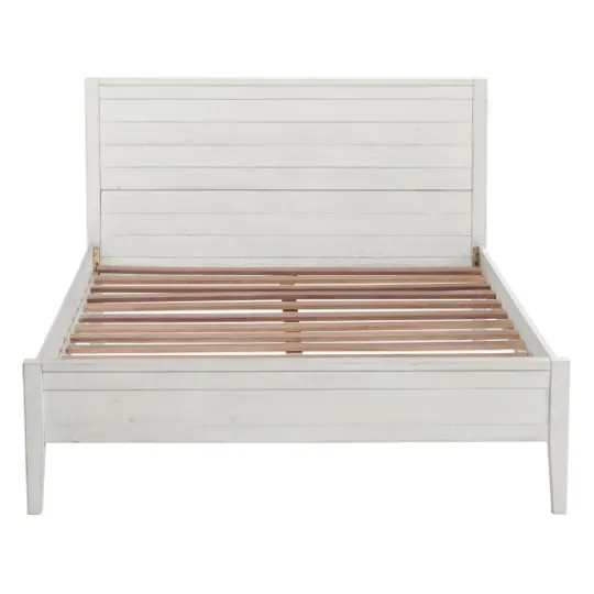 Kirkland's Home Rustic Eggshell Wood Panel Full Bed Frame- Beds & Headboards