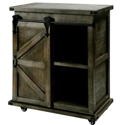 Kirkland's Home Rustic Fir Wood Rolling Barn Door Cabinet- Cabinets & Sideboards