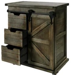 Kirkland's Home Rustic Fir Wood Rolling Barn Door Cabinet- Cabinets & Sideboards