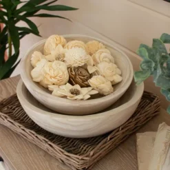 Kirkland's Home Rustic Forest Ivory Hand Carved 2-Pc. Bowl Set- Decorative Bowls & Jars