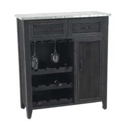 Kirkland's Home Rustic Galvanized Top Wine Cabinet- Cabinets & Sideboards