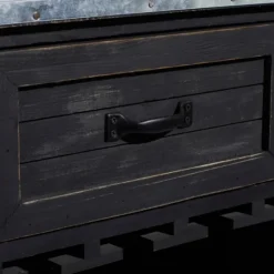 Kirkland's Home Rustic Galvanized Top Wine Cabinet- Cabinets & Sideboards