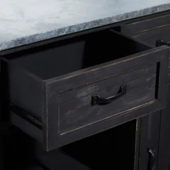Kirkland's Home Rustic Galvanized Top Wine Cabinet- Cabinets & Sideboards