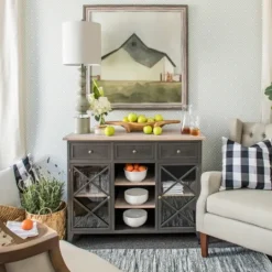 Kirkland's Home Rustic Gray Balustrade Table Lamp- Buffet Lamps