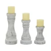 Kirkland's Home Rustic Gray Carved 3-Pc. Candle Holder Set- Candle Holders