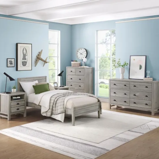 Kirkland's Home Rustic Gray Pine Panel Twin Bed Frame- Beds & Headboards