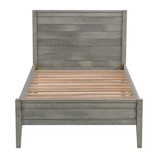 Kirkland's Home Rustic Gray Pine Panel Twin Bed Frame- Beds & Headboards
