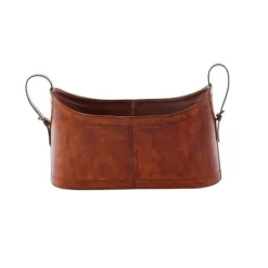 Kirkland's Home Rustic Leather Magazine Basket- Baskets & Boxes