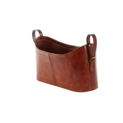 Kirkland's Home Rustic Leather Magazine Basket- Baskets & Boxes