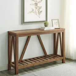 Kirkland's Home Rustic Oak A-Frame Console Table- Console Tables