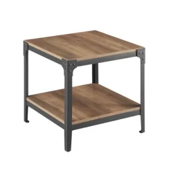 Kirkland's Home Rustic Oak Angle Iron Accent Tables, Set Of 2- Accent & End Tables