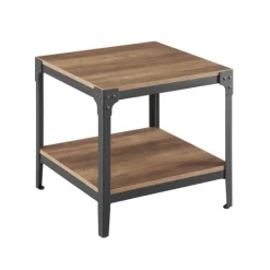 Kirkland's Home Rustic Oak Angle Iron Accent Tables, Set Of 2- Accent & End Tables