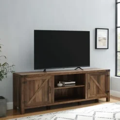Kirkland's Home Rustic Oak Barn Door Tv Stand- Tv Stands & Media Consoles