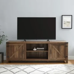 Kirkland's Home Rustic Oak Barn Door Tv Stand- Tv Stands & Media Consoles