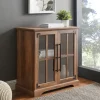Kirkland's Home Rustic Oak Finish Window Pane Cabinet- Cabinets & Sideboards