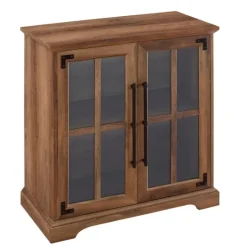Kirkland's Home Rustic Oak Finish Window Pane Cabinet- Cabinets & Sideboards