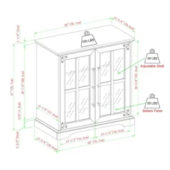Kirkland's Home Rustic Oak Finish Window Pane Cabinet- Cabinets & Sideboards