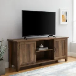 Kirkland's Home Rustic Oak Grooved Door Tv Stand- Tv Stands & Media Consoles