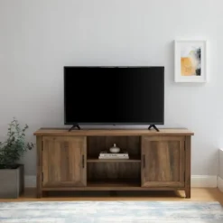 Kirkland's Home Rustic Oak Grooved Door Tv Stand- Tv Stands & Media Consoles