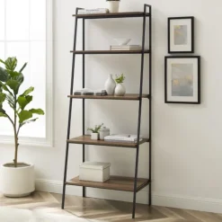 Kirkland's Home Rustic Oak Industrial Ladder Bookshelf- Bookshelves