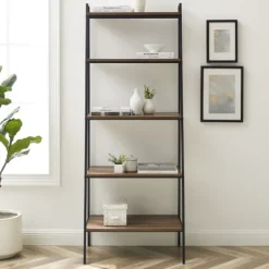 Kirkland's Home Rustic Oak Industrial Ladder Bookshelf- Bookshelves