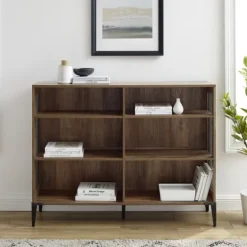 Kirkland's Home Rustic Oak Mesh Accent Bookshelf- Entryway Furniture