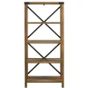 Kirkland's Home Rustic Oak Metal X Frame Back Bookshelf- Office Furniture