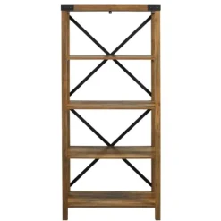 Kirkland's Home Rustic Oak Metal X Frame Back Bookshelf- Office Furniture