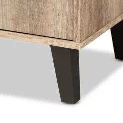 Kirkland's Home Rustic Oak Open Shoe Storage Cabinet- Entryway Furniture