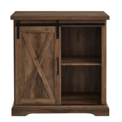 Kirkland's Home Rustic Oak Sliding Barn Door Cabinet- Cabinets & Sideboards