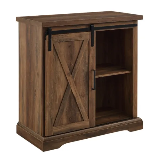 Kirkland's Home Rustic Oak Sliding Barn Door Cabinet- Cabinets & Sideboards