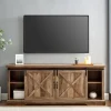 Kirkland's Home Rustic Oak Sliding Barn Door Tv Stand- Tv Stands & Media Consoles