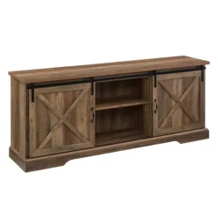 Kirkland's Home Rustic Oak Sliding Barn Door Tv Stand- Tv Stands & Media Consoles