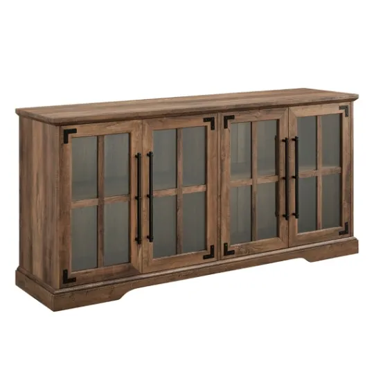 Kirkland's Home Rustic Oak Window 4-Door Tv Stand- Tv Stands & Media Consoles