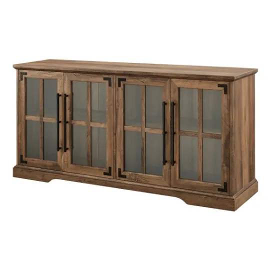 Kirkland's Home Rustic Oak Window 4-Door Tv Stand- Tv Stands & Media Consoles