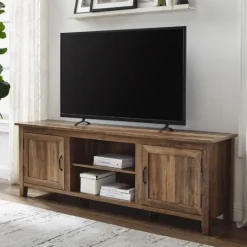 Kirkland's Home Rustic Oak Wood Grooved Door Tv Stand- Tv Stands & Media Consoles