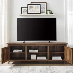 Kirkland's Home Rustic Oak Wood Grooved Door Tv Stand- Tv Stands & Media Consoles