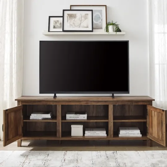 Kirkland's Home Rustic Oak Wood Grooved Door Tv Stand- Tv Stands & Media Consoles