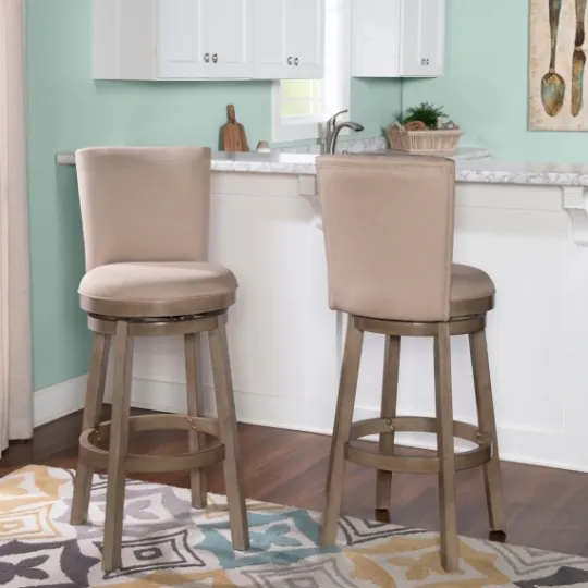Kirkland's Home Rustic Taupe Upholstered Swivel Bar Stool- Bar Stools & Counter Height Stools