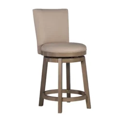 Kirkland's Home Rustic Taupe Upholstered Swivel Counter Stool- Bar Stools & Counter Height Stools