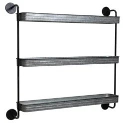 Kirkland's Home Rustic Three Tiered Galvanized Metal Wall Shelf- Shelves