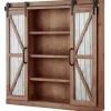 Kirkland's Home Rustic Walnut Sliding Metal Door Cabinet- Cabinets & Sideboards